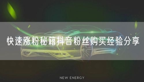 快速涨粉秘籍抖音粉丝购买经验分享