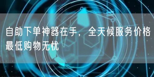 自助下单神器在手，全天候服务价格最低购物无忧